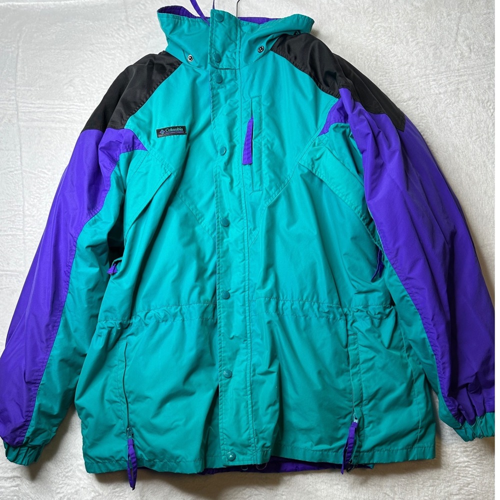 Columbia Williwaw Jacket Mens L Teal Purple Reversible 3-in-1 Tours De Sport